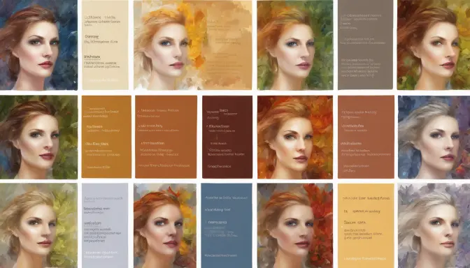 AI image of woman in quadrants for a colour pallet on colour analysis
